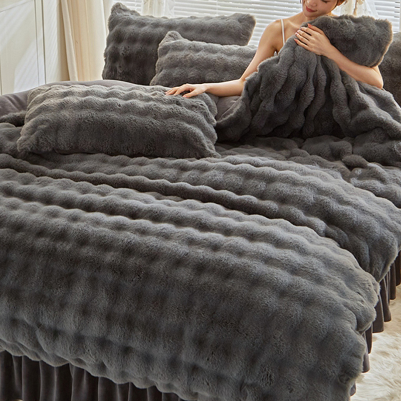 秋冬季加厚保暖兔毛绒被套单件