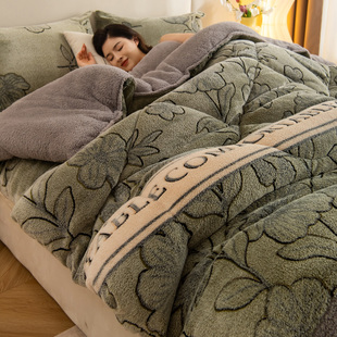 冬季 保暖加厚10斤雪花绒冬被双面羊羔绒牛奶绒被子不掉毛丝棉被芯