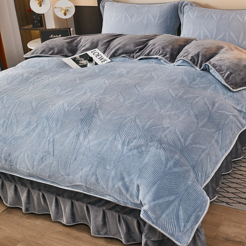 2025新款牛奶绒加厚四件套珊瑚法兰绒床上用品双面绒床裙床单被套
