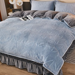 2025新款 牛奶绒加厚四件套珊瑚法兰绒床上用品双面绒床裙床单被套