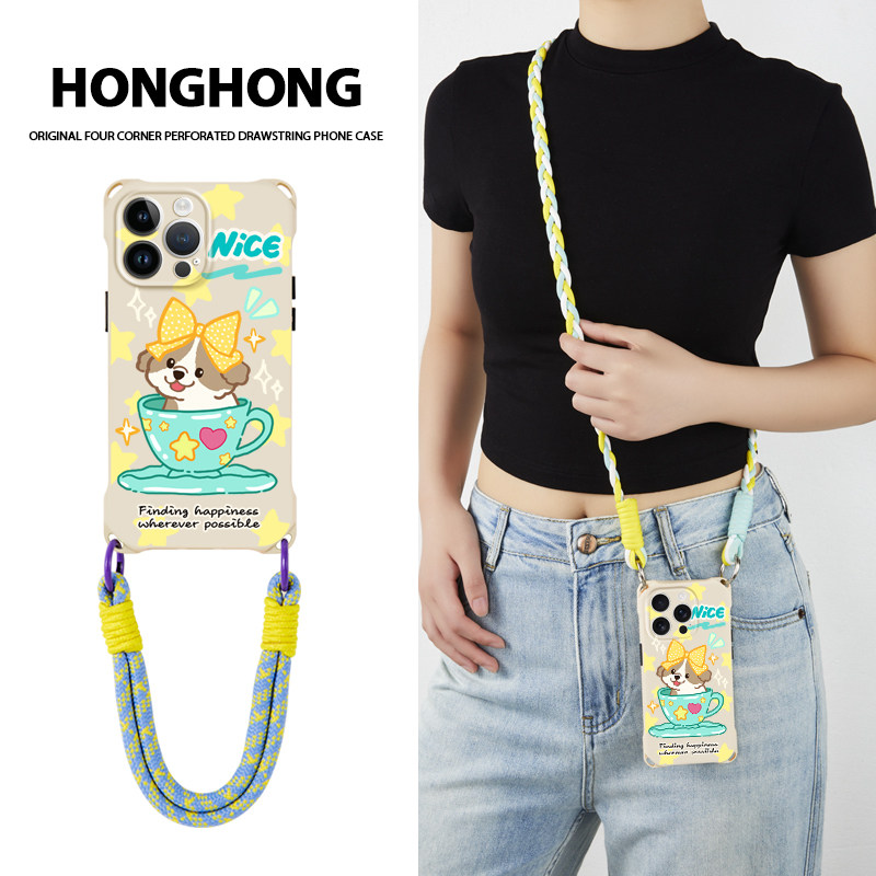 原创茶杯犬适用苹果15promax华为mate70pro手机壳挂