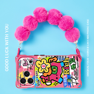 原创马上有钱花适用华为mate60pro挂绳手机壳背带女款苹果17pro斜跨可背iphone15新款小米14挂绳p80全包16ins