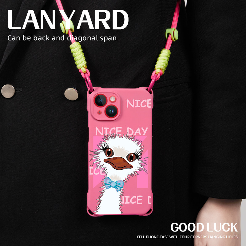 适用苹果新款手机壳创意ins挂脖