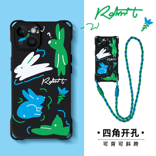 适用华为mate60pro手机壳手工编织挂绳Pura70 ultra斜挎卡通mate30挂脖可背p80可爱兔子mate50创意小众女手提