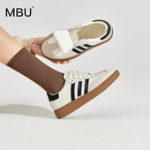 加绒防水德训鞋 可颂鞋 女2026冬季 复古厚底小白鞋 MBU 棉鞋 新款 板鞋