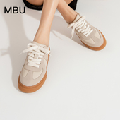 板鞋 MBU 新款 复古休闲运动百搭小白鞋 防水厚底德训鞋 女2026年春季