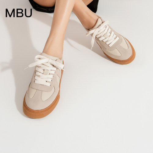 MBU 防水厚底德训鞋女2026年春季新款复古休闲运动百搭小白鞋板鞋
