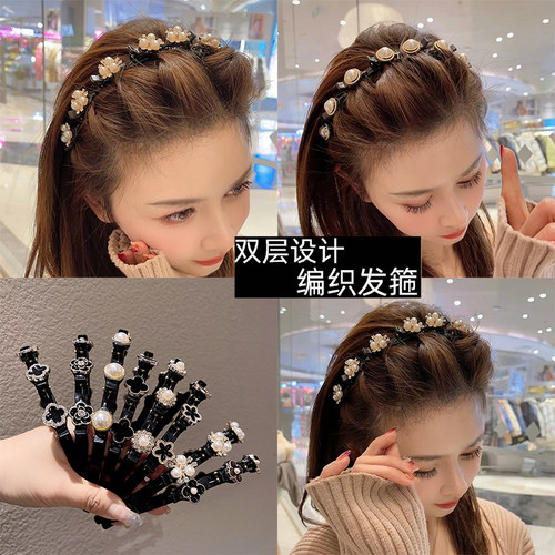 编发造型珍珠水钻固定刘海发箍