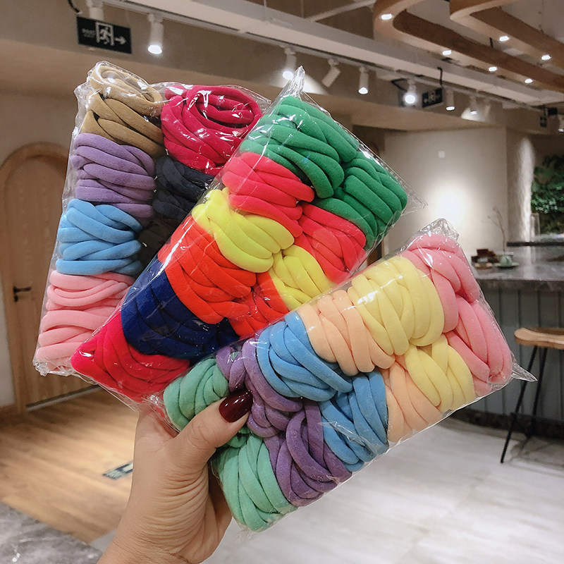 100条装 少女渐变色无接缝发绳彩色发圈高弹力头绳糖果色皮筋发饰