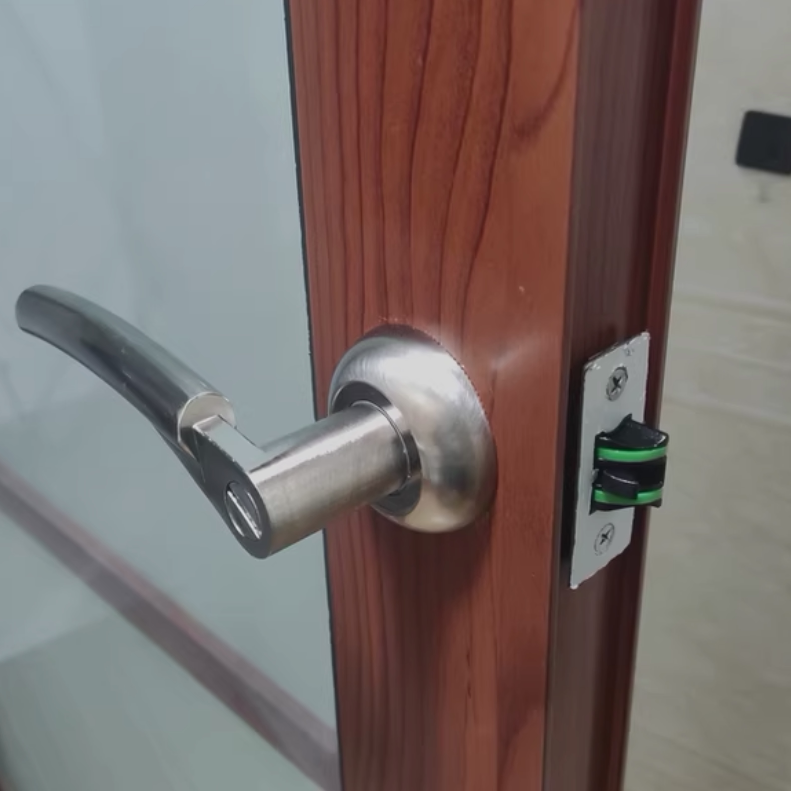 卫生间老款三杆式浴室厕所门锁不带钥匙上下孔单舌锁换锁通用圆锁