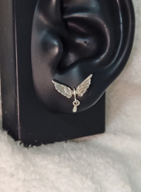 原创“云羽之翼”拉丝飞鸽耳骨钉耳钉女小众设计感耳饰