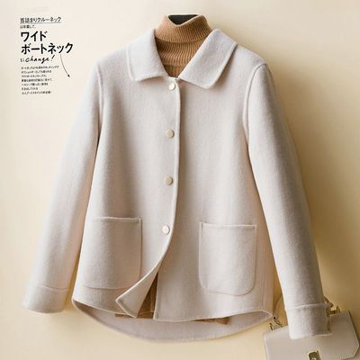 秋冬毛呢女短款外套小个子双面羊绒大衣韩版女羊毛呢子娃娃领宽松