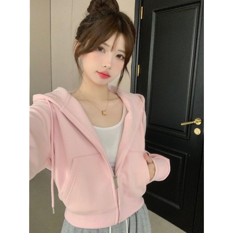 短款连帽卫衣外套女2026新款小个子春秋美式开衫运动初秋上衣