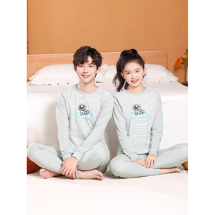 青少年秋衣秋裤男大童纯棉套装女高初中学生保暖内衣儿童居家睡衣