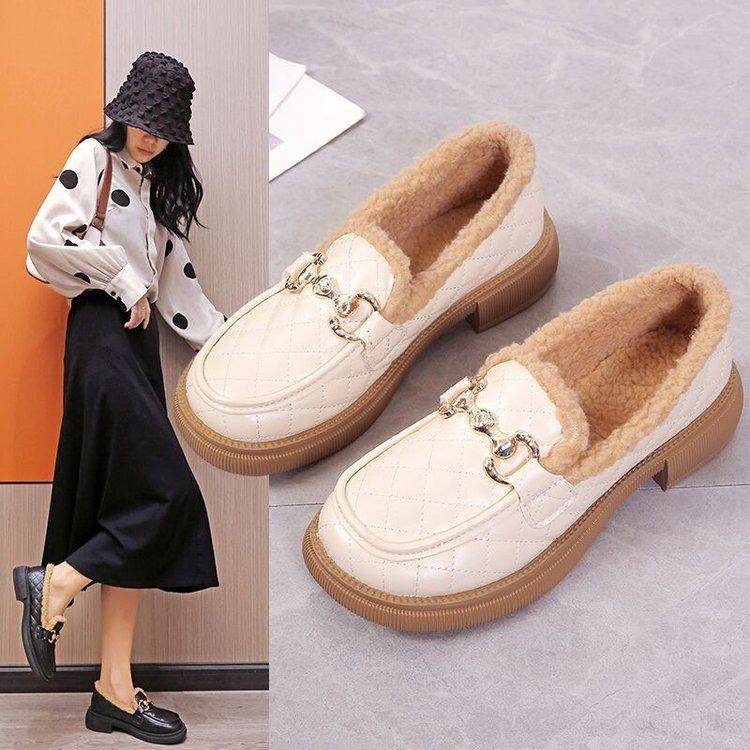 加绒加厚小皮鞋百搭2025秋冬新款豆豆鞋休闲棉鞋女英伦风乐福鞋女,女鞋,时尚雪地靴,淘宝优惠券,粉丝福利购,淘宝优惠卷