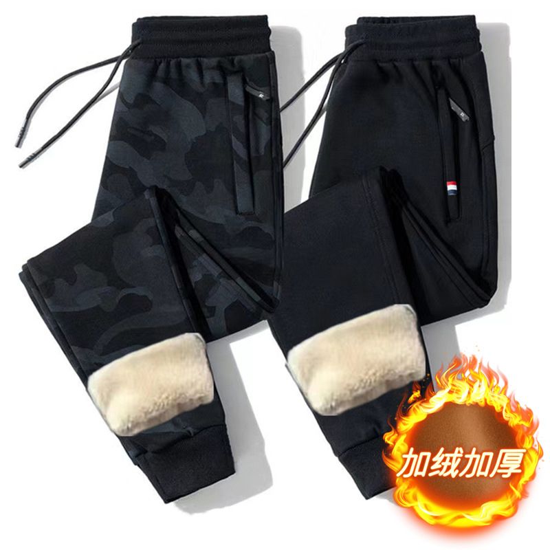 羊羔毛绒裤子男冬季加绒加厚棉裤保暖男裤大码休闲运动裤宽松卫裤