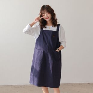 宽松款 春季 韩版 孕妇装 遮肚不显怀孕妇背带裙潮妈洋气减龄裙子 新款