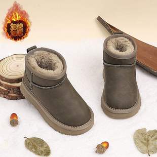 男童雪地棉特厚女童雪地靴冬季新款皮面防水防滑中大童雪地靴女