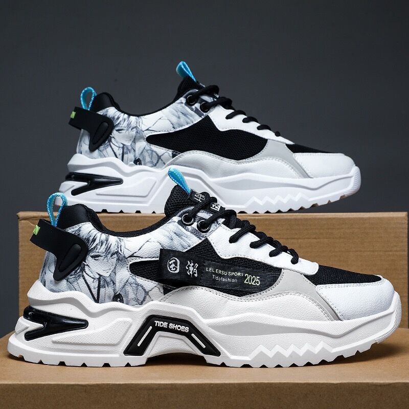 春季男鞋新款透气网面网鞋子男潮流百搭增高运动休闲跑步老爹潮鞋