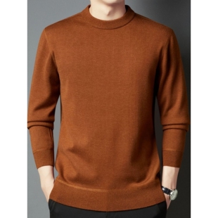 毛衣男士加绒加厚含羊毛长袖保暖圆领冬季打底上衣男装针织衫