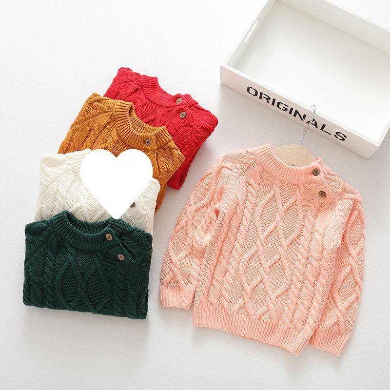 儿童毛衣春秋新款男童针织打底衫女童套头宝宝婴幼儿圆领外套