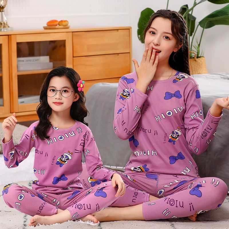 新款男童秋衣秋裤女童保暖内衣中大童酷丝棉青少年秋冬季睡衣套装