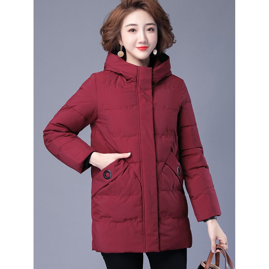 2025新韩版羽绒棉服棉衣女中长款宽松加厚妈妈装大码棉袄冬季外套