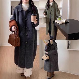 2025秋冬韩版宽松时尚阔版毛呢外套女森系复古风穿搭双面羊毛大衣