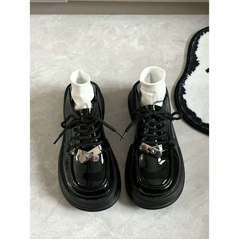 英伦风大头JK小皮鞋女春秋厚底粗跟玛丽珍鞋配裙子乐福鞋