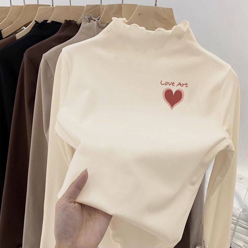 女童德绒t恤秋冬新款洋气中大童半高领木耳边长袖内搭上衣打底衫,女装/女士精品,大码内搭,淘宝优惠券,粉丝福利购,淘宝优惠卷