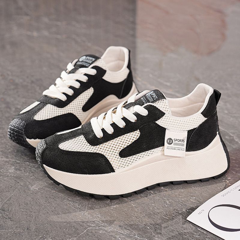 2025夏季女鞋新款透气镂空网鞋子女韩版百搭厚底运动鞋休闲老爹鞋