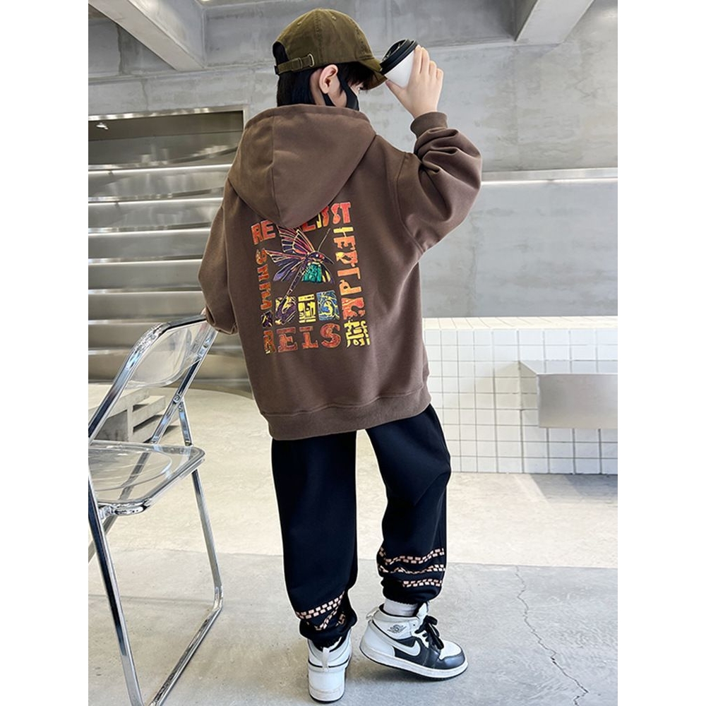 男童卫衣春秋款儿童潮流连帽卫衣新款中大童网红连帽上衣