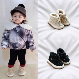 宝宝冬季鞋子一岁女加绒保暖学步鞋女宝软底婴儿棉鞋男小童雪地靴