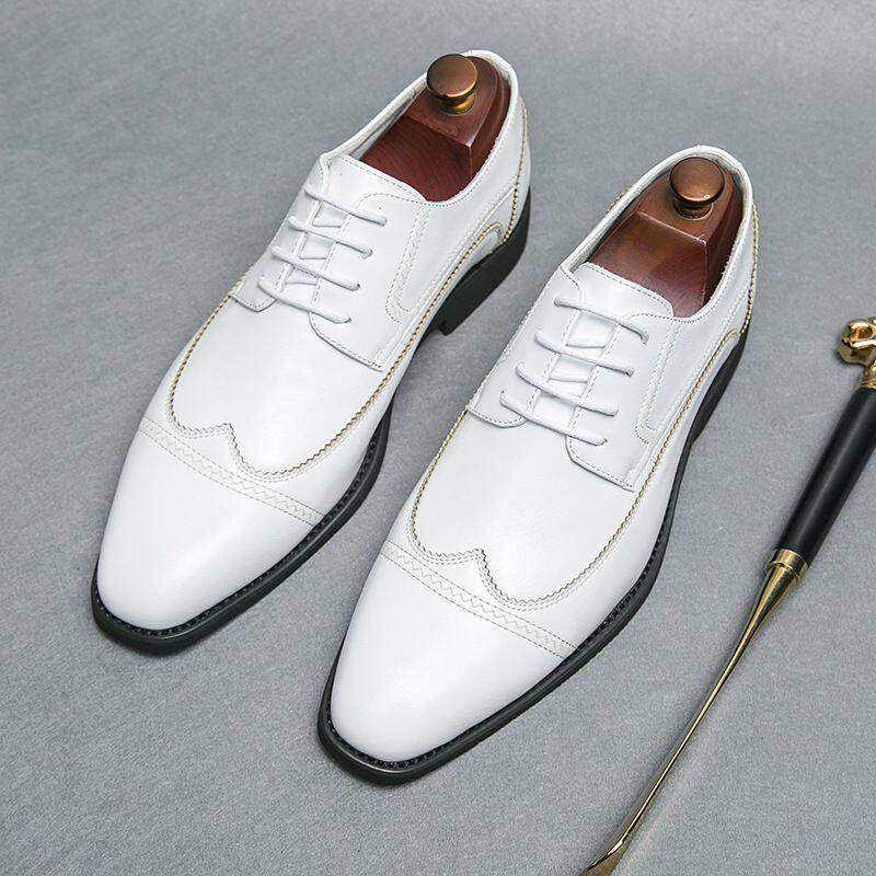 新款商务皮鞋男士新款厚底鞋大码休闲黑色鞋子男日常休闲鞋男