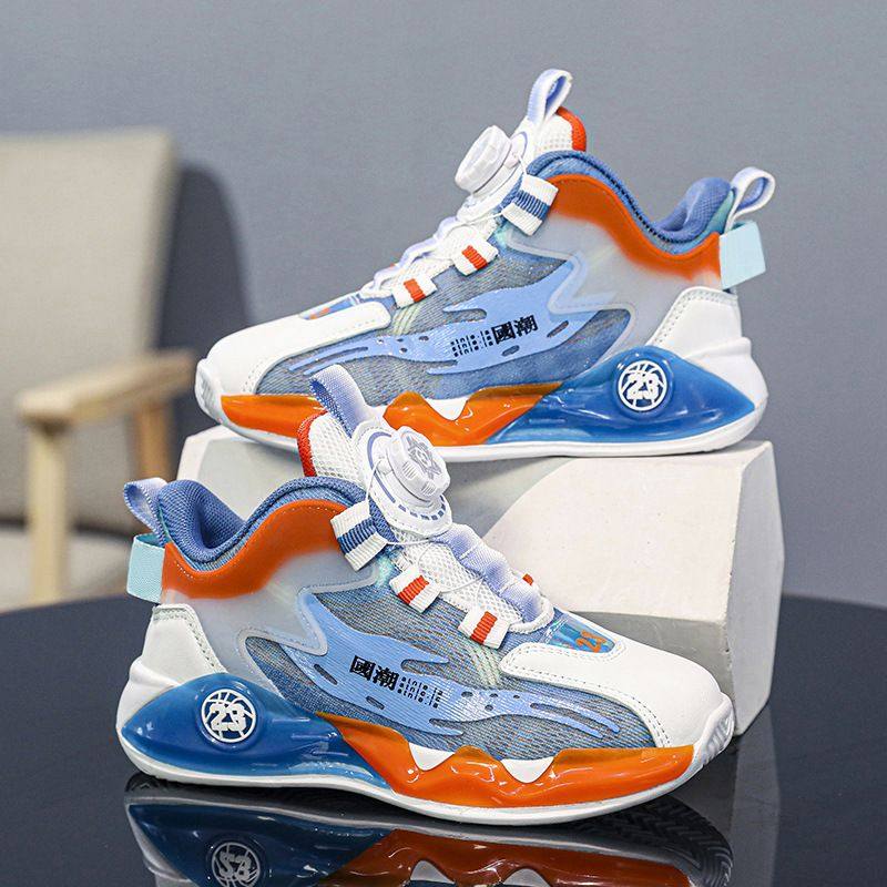 男童运动鞋2025春秋新款网面儿童旋转纽扣科技运动鞋中大童休闲鞋