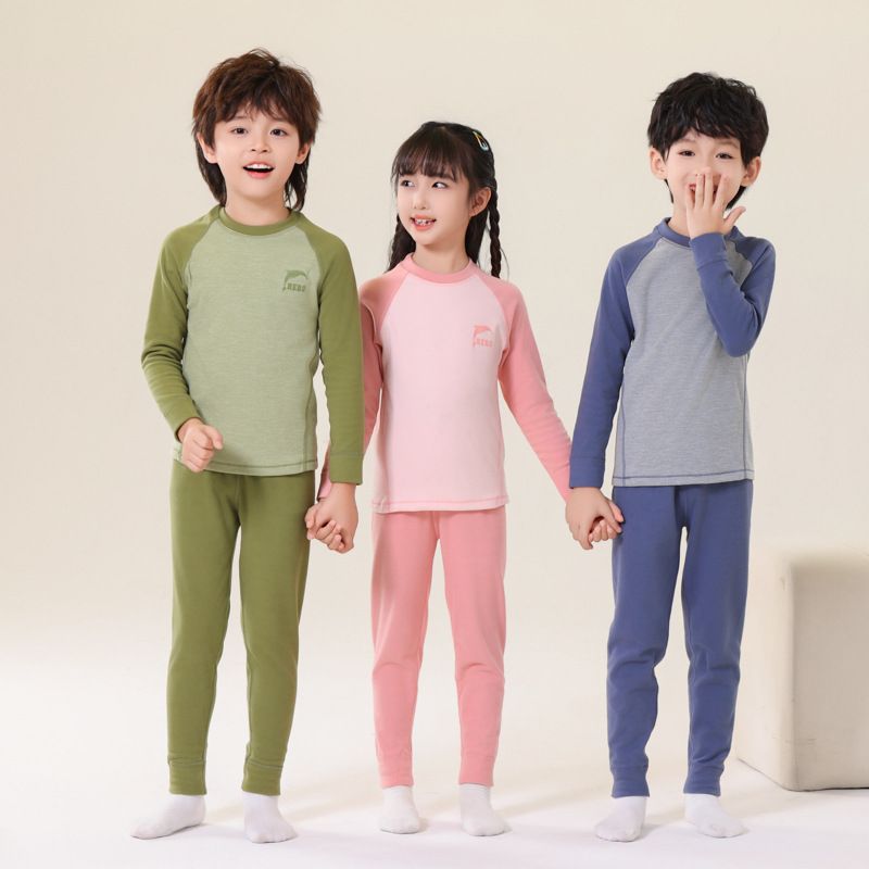 儿童保暖内衣套装插肩阳绒男女童秋衣秋裤中大童亲子装睡衣家居服