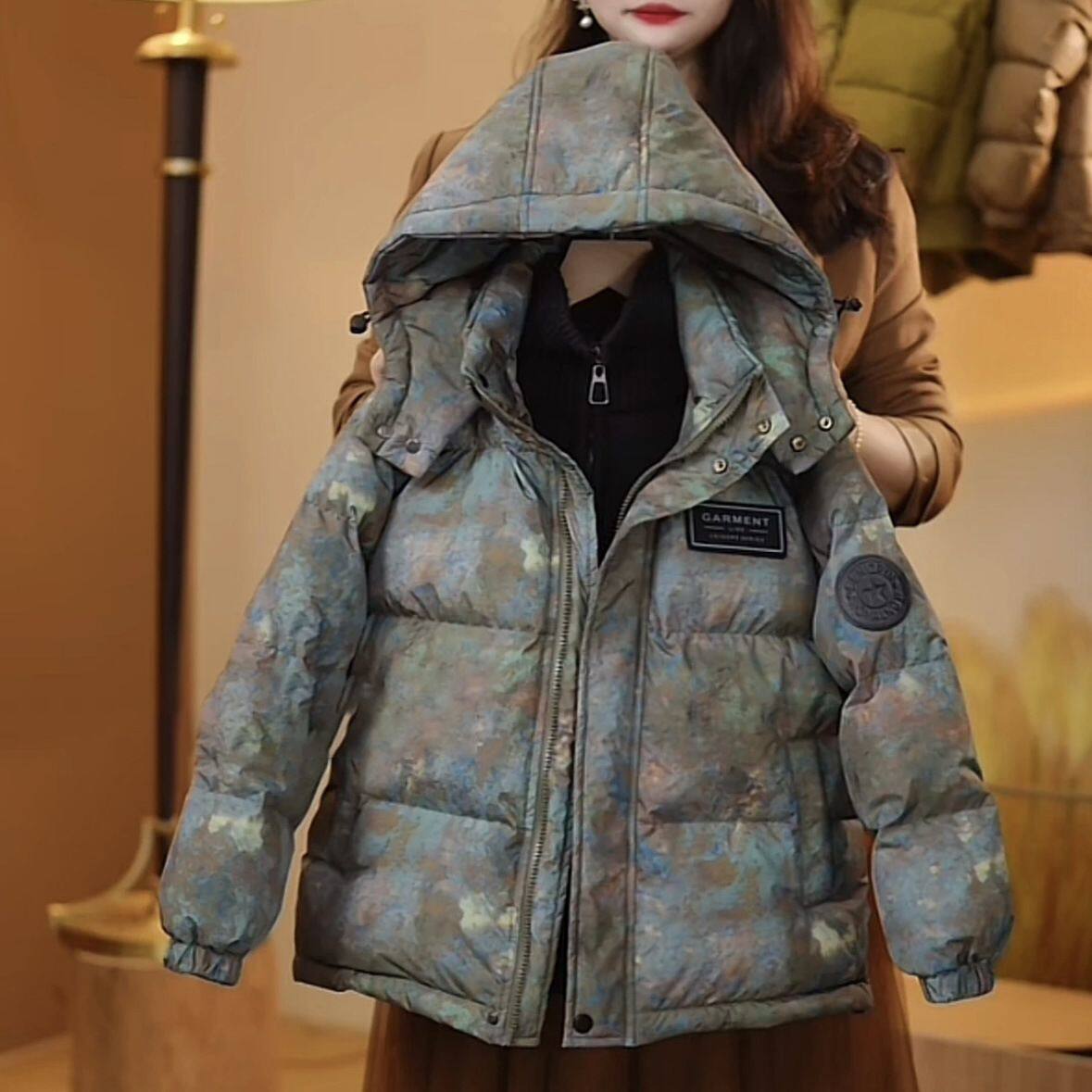 男童油画风耐脏羽绒棉服中大童个性潮款外套冬装棉衣可机洗