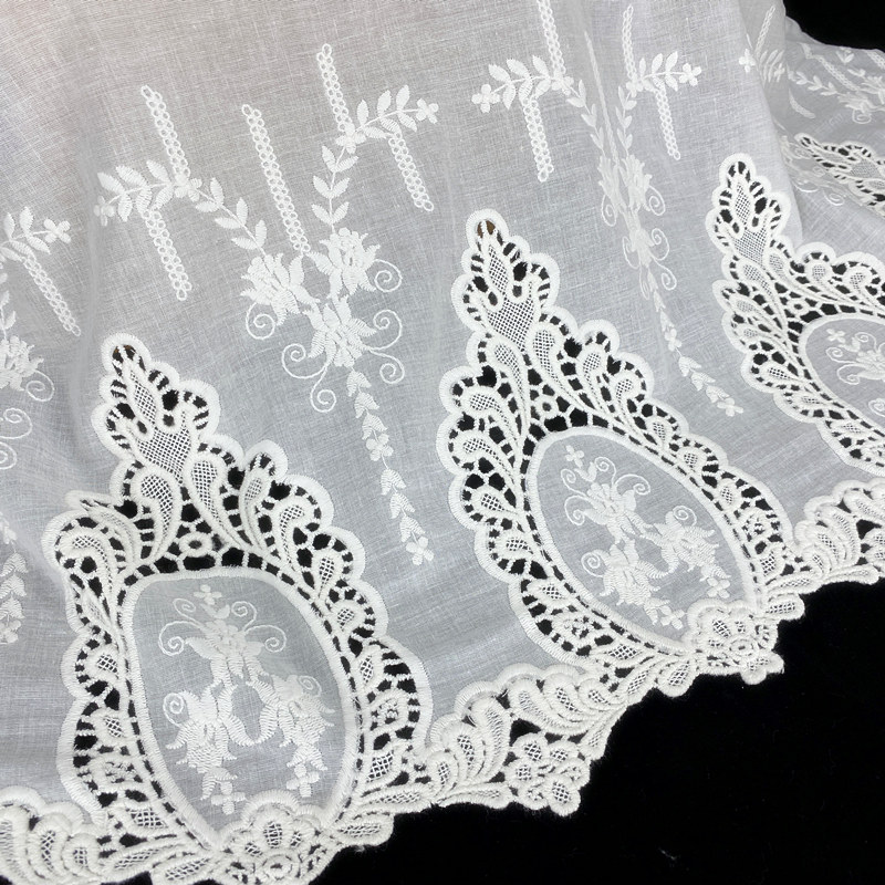 35厘米宽米白色棉布立体刺绣装饰花边布料 服装裙子窗帘床品辅料