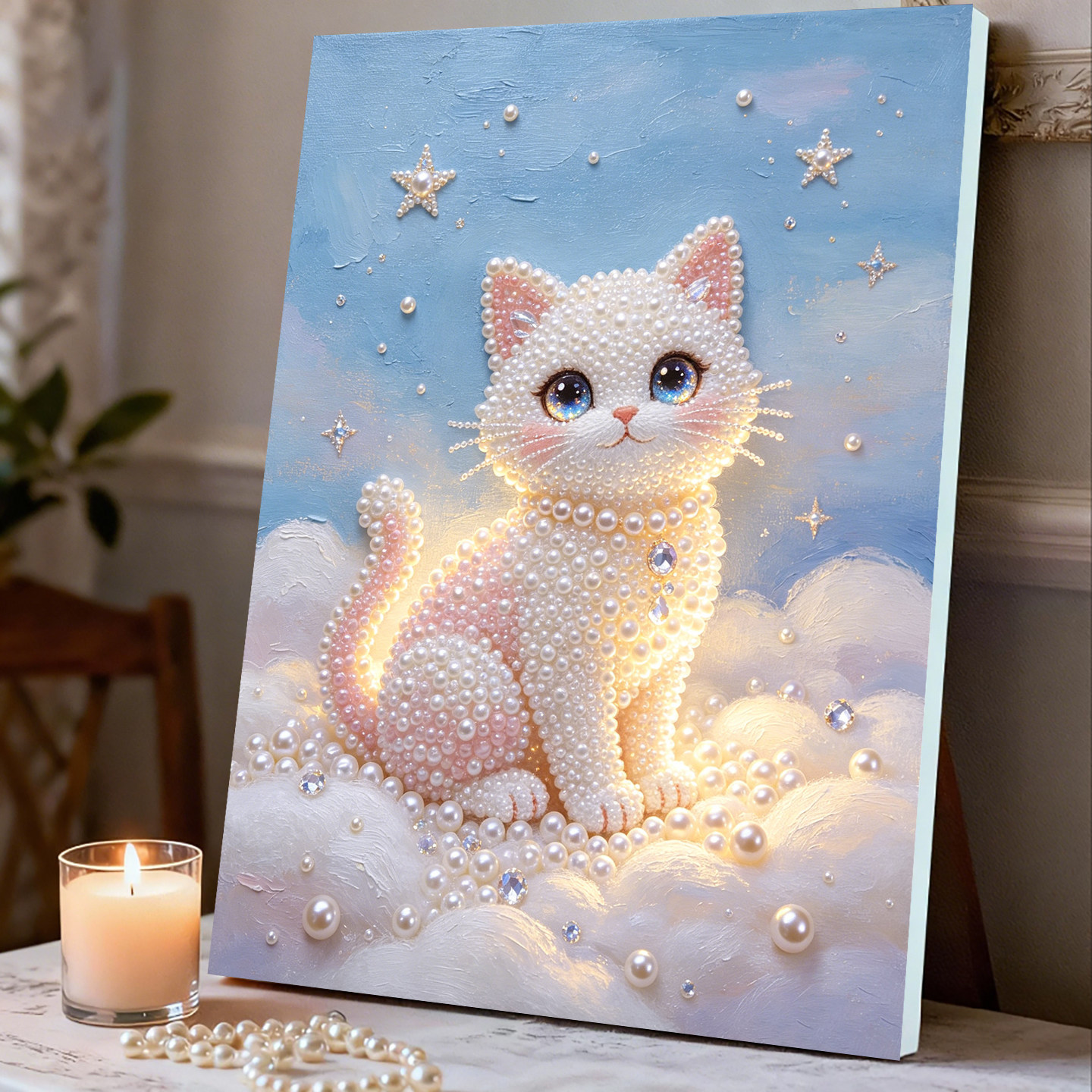 2026新款珍珠画海豚猫咪DIY手工钻石贴画材料高级客厅装饰画摆件