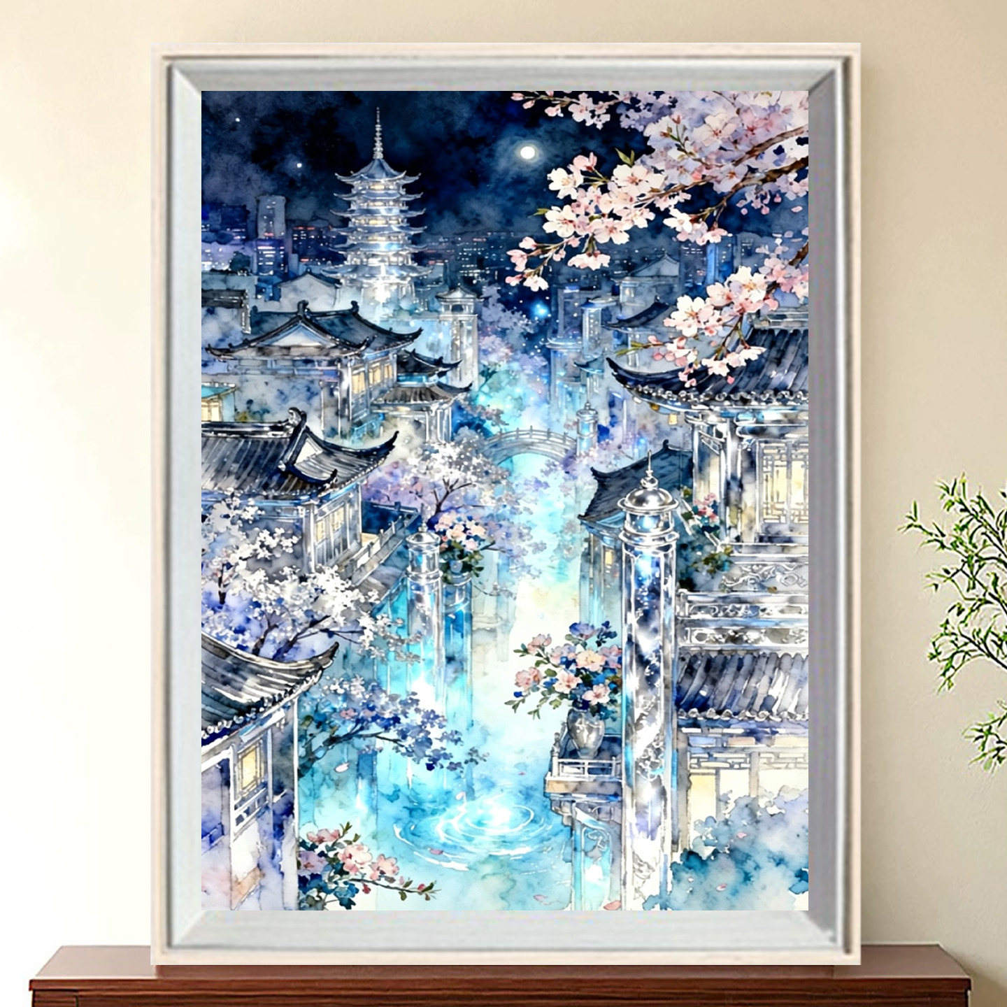 2026新款钻石画月落江南塔diy城堡高颜值手工钻石贴画满钻客厅