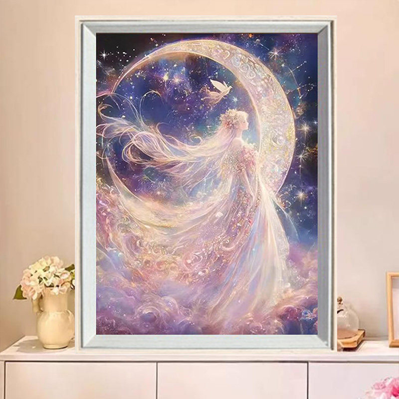 星月女孩钻石画手工diy满钻超闪贴画简约客厅卧室钻