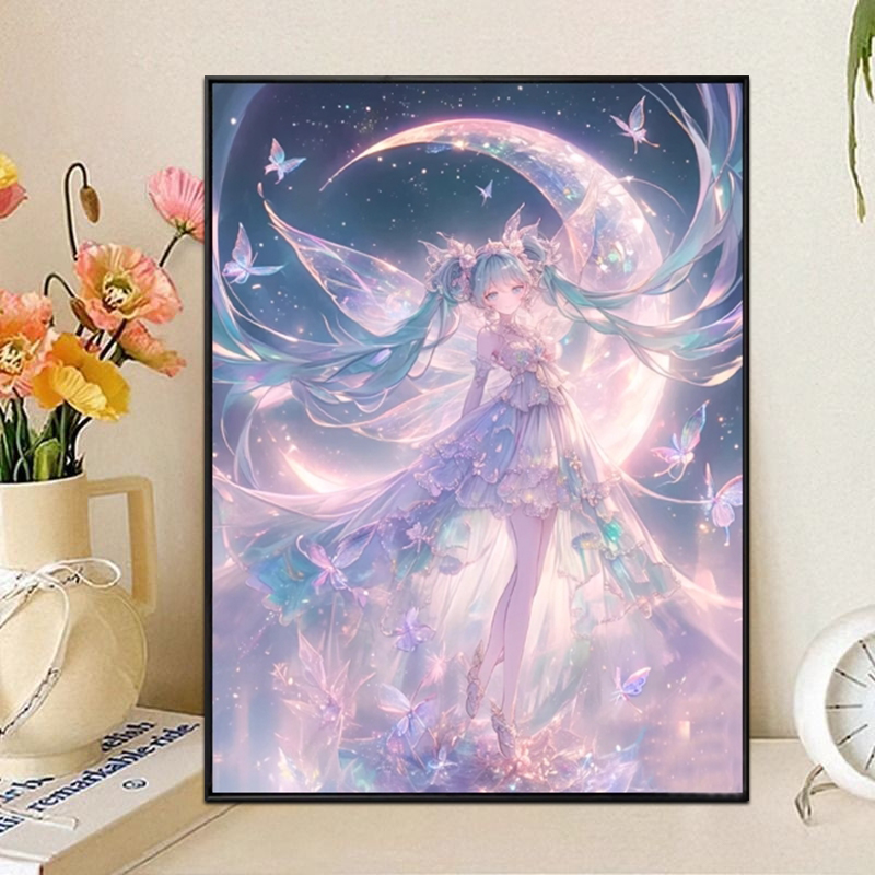 星空初梦2025卡通女孩卧室初音未来钻石画5d点贴钻十字绣儿童满钻