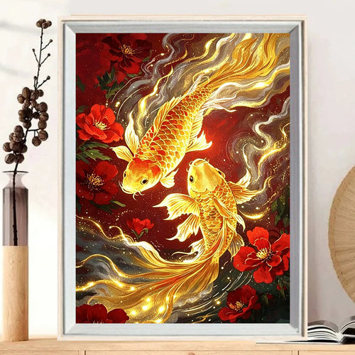 2026新款钻石画双鲤伴牡丹diy城堡高颜值手工钻石贴画满钻客厅