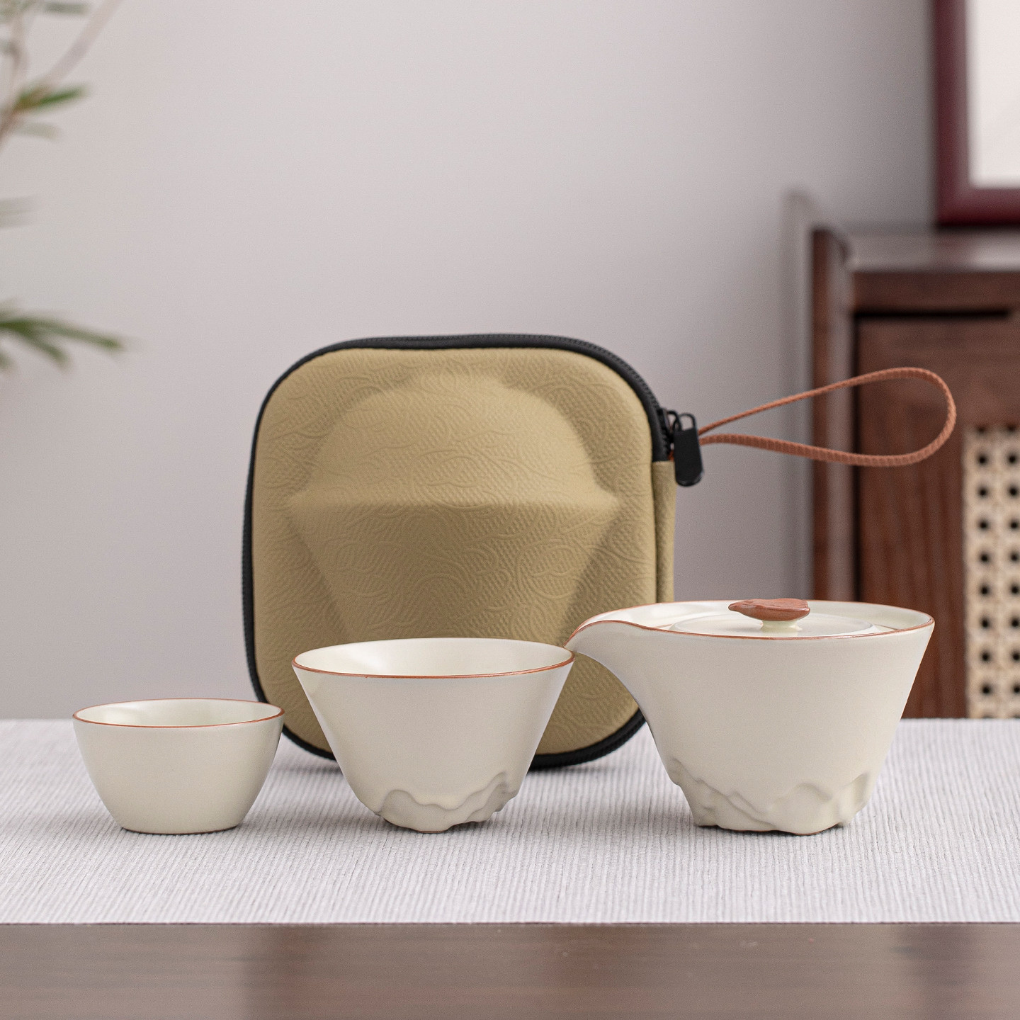 汝窑盖碗茶杯高档大号手抓壶旅行茶具套装快客杯一人便携户外露营,餐饮具,旅行茶具,淘宝优惠券,粉丝福利购,淘宝优惠卷