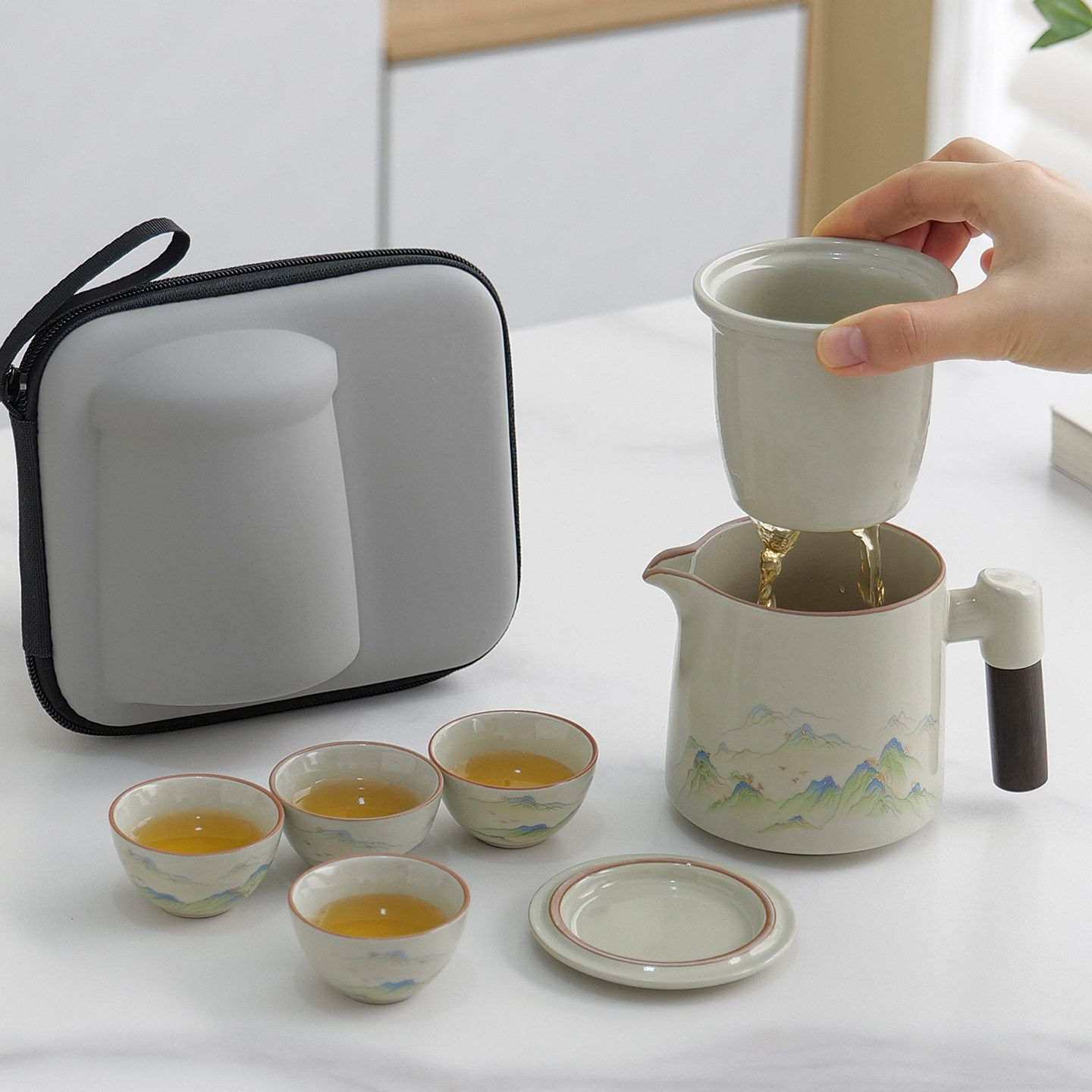 便携旅行茶具套装一壶四杯送礼图片