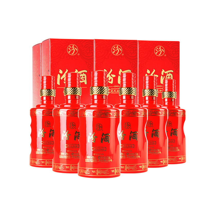 汾酒48度龙凤如意汾 山西杏花村清香型白酒整箱475ml*6瓶礼盒装