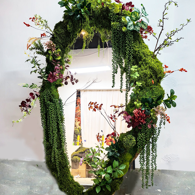 苔藓镜子仿真青苔植物diy微景观全身镜改造打卡拍照绿植美陈布景图片