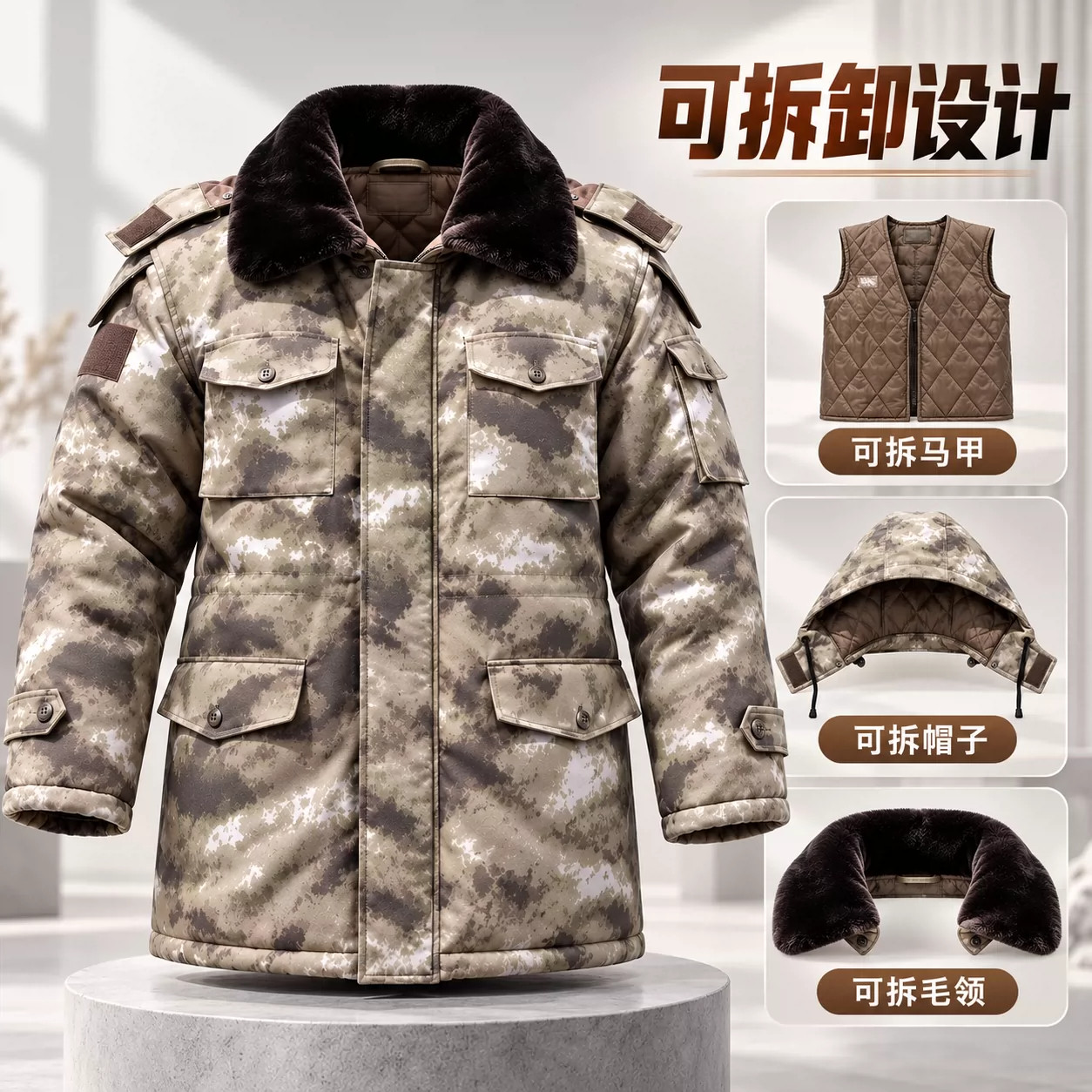 新款军大衣男冬季加厚保暖防寒服