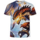厂家直销来图设计 印花短袖 欧美潮流外贸凤凰与龙男士 T恤3D数码