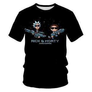 短袖 印花男女新款 动卡通瑞克与莫蒂龙珠印花3DT恤 数码 2023夏季